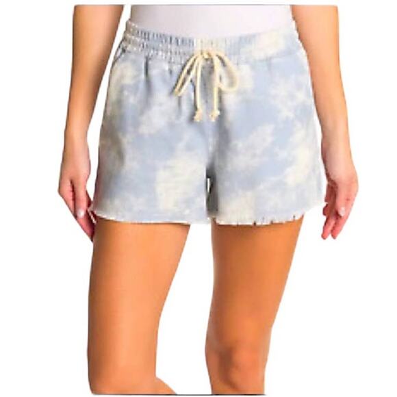 Abound Pants - Abound shorts Tie Dye drawstring elastic pull on raw fray hem denim Medium M